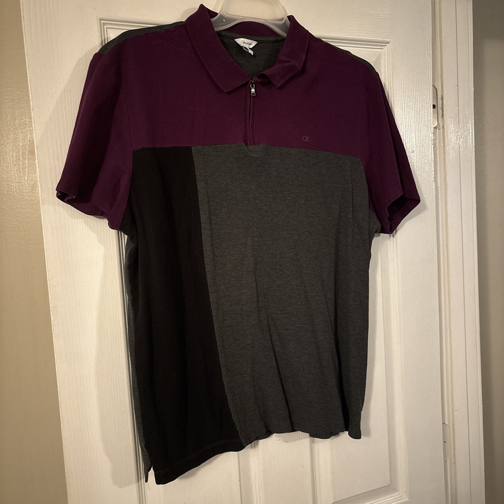 Purple and Grey Calvin Klein Polo XL